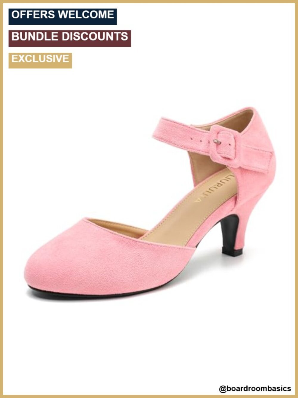 Kitten Heels Mary Jane Pumps, Closed Toe 2.36" Low Heel Dress Shoes with Ankle